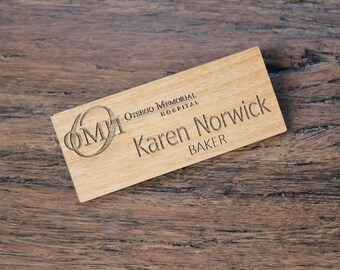 Name Badge Alder Wood Engraved Custom Name Badge Wood Name Badge