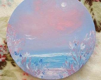 Pink and Blue ORIGINAL oil painting - "Brave Solace"