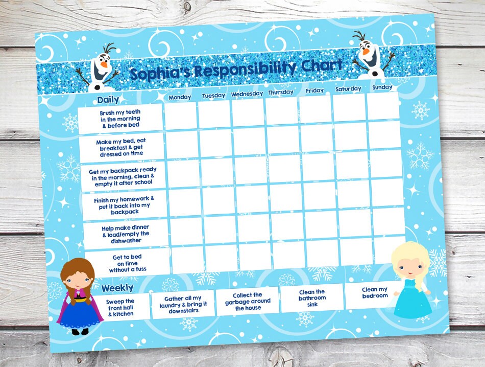 frozen chore chart frozen reward chart responsibility chart diy behavior chart