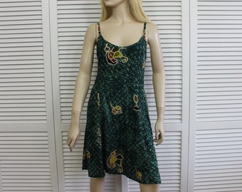 Vintage Batik Mini Dress 90s Grunge Sleeveless Size Small