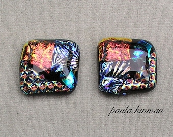 Pair Dichroic Glass Cabochons #101 set