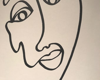 Faces2- Black Ink on Mixed Media Paper