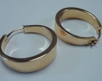 14K Yellow Gold Wide Hoop Earrings