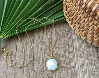 New! // Coin Pearl Goldfill Layering Necklace