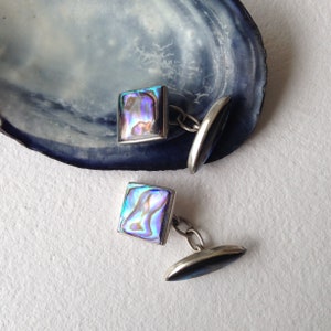 Vintage sterling & shell cufflinks