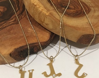 Armenian Initials in Sterling Silver or Gold plated with a 2.25mm cubic zirconia round stone