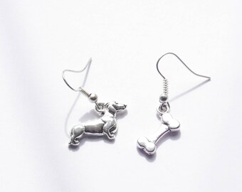 Dachshund Earrings, Dog Bone Earrings, Dachshund Stud Earrings, Dog Jewelry, Dachshund Jewelry, Dachshund Gifts for her