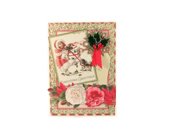 Christmas Card, Vintage Style, Christmas Greetings, Victorian Style, Holiday Card, Handmade Christmas Greeting, Luxury Greeting Card