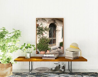 Italy Door Print - Rustic Wall Art - Sicily Photography - Mediterranean Home Decor - Green Cream Gallery Wall Art Office Art Neutral Photo