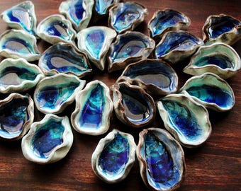 Handmade Oyster Trinket Bowls | WATER line | Set of 3,4, 5 | Nature Inspired Ceramics | Made in Vermont | Artisan Ceramics | Jewelry Bowls