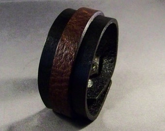 Leather Cuff-Black Cuff-Leather Bracelet-Men's Leather Bracelet-Leather-Cuff Bracelet-Men's Bracelet-Womens Wrist Bracelet-Gifts- Brown Cuff