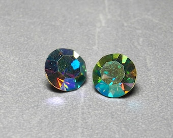Vintage Swarovski Olivine AB Round Chatons 10.5mm (47ss) Faceted Crystal (2)