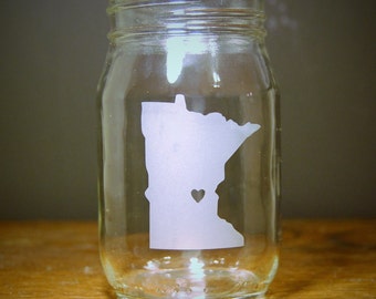 Custom State Love Mason Jar Glass