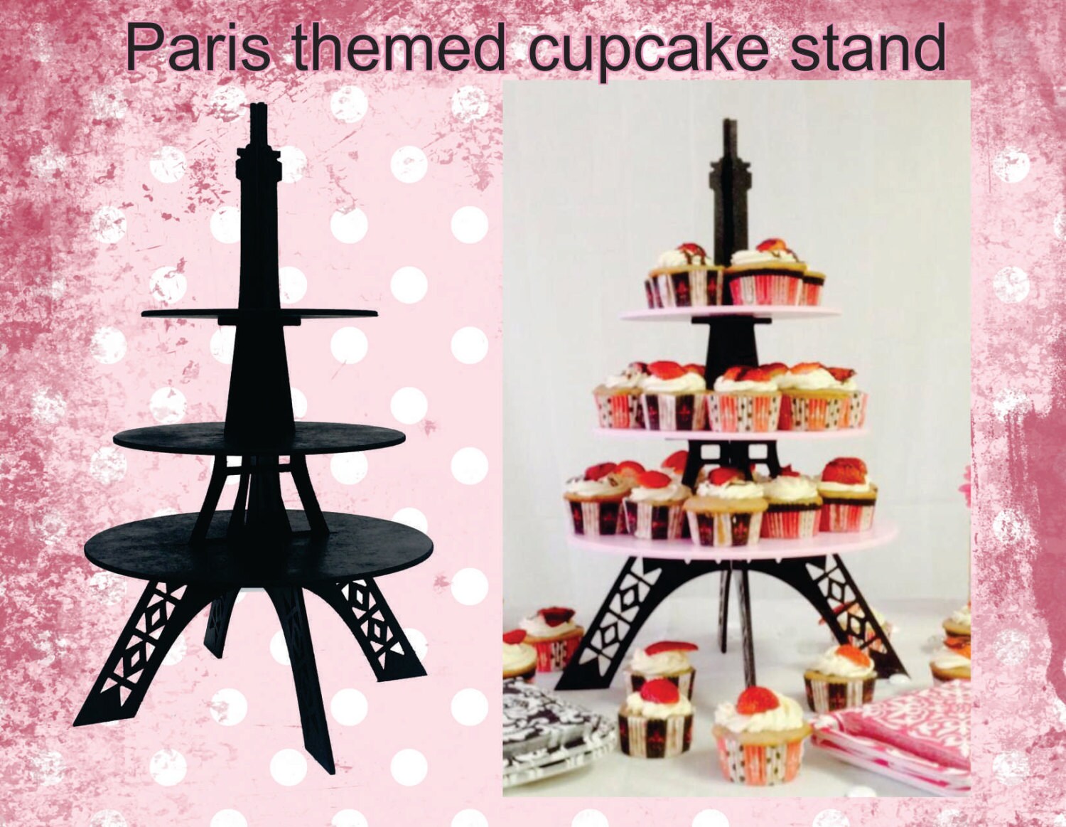 Eiffel Tower cupcake stand all black
