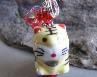 Maneki Neko Tiger Cat Year of the Tiger Charm Zipper Pull by Cornerstoregoddess