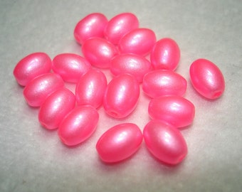 Pink Spray Painted Glass Oval Beads - B3200