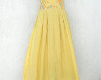 Vintage maxi dress - Vintage 1970s dress 100% cotton and linen