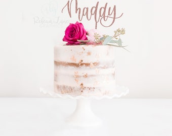 Cake Topper | name | custom calligraphy | Metallic | Glitter | Gold | Wood | Rose Gold |