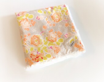 Baby GIRLS Blanket - LOVEY Blanket / Floral Baby Blankets / Minky Blanket / Baby Girl Nursery Blanket / Security Blanket /READY to Ship