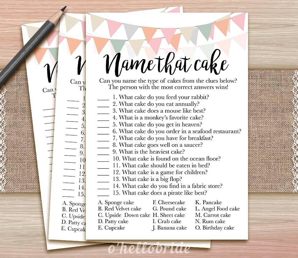 Name that Cake Bridal Shower Game Guess the Cake Printable