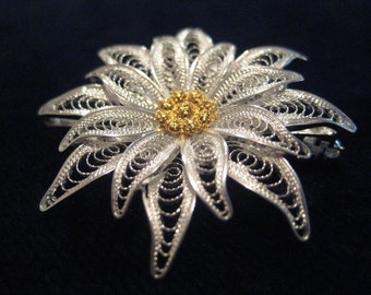 Edelweiss - silver filigree brooch