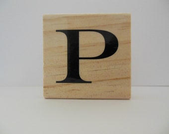 Letter P Rubber Stamp - Bamboo Breeze Collection - Wood Mounted Rubber Stamp - Alphabet Letter P