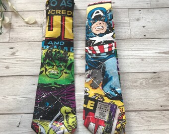 Handmade Upcycled Fabric Marvel Tie Adult Size