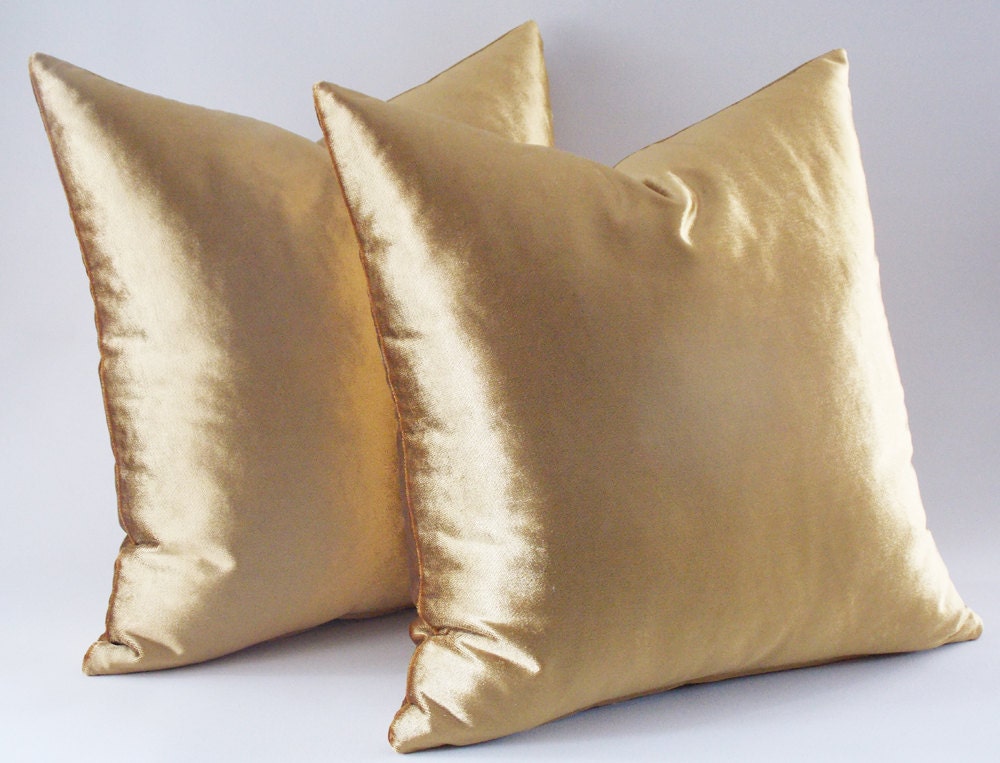 SET OF 2 / Gold Velvet Pillow Cases Decorative pillows Pillow