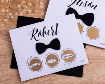 Will You be my Groomsman? Be my groomsman Scratch off Card with Bow Tie Groomsman Card Groomsman Gift Best Man Card Usher card BULK SET