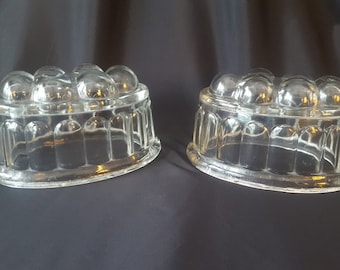 Two Vintage Funky Glass Jelly or Jello Molds! Mid Century Made in England