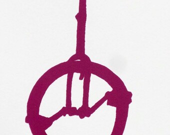 Bicycle Art Print - Deep Violet Unicycle