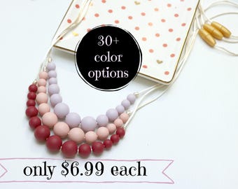 Simple Silicone Teething Necklace | Pick Your Color | Silicone Nursing Necklace | Breastfeeding Necklace | Teething Necklace | Chewelry