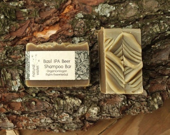 Basil IPA Beer Shampoo Bar - Solid Shampoo Bar - All Natural Shampoo - Organic Palm Free Vegan Shampoo - Zero Waste Shampoo Soap