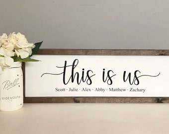 This Is Us-Family Name Sign-Fixer Upper-Custom Sign-Farmhouse Sign-Personalized Name Sign-Anniversary Gift-Custom Name Sign-Framed Sign