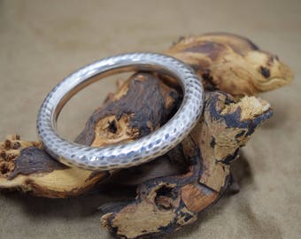 Amazing Thick Hammered Sterling Silver Bangle