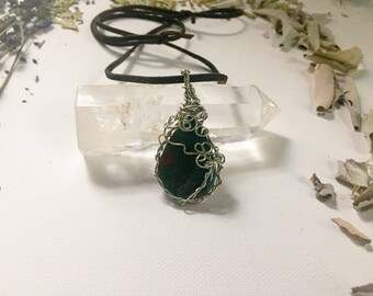 Bloodstone Wire Wrap Necklace, Bloodstone, Bloodstone Jewelry, Bloodstone Necklace, Bloodstone Cab