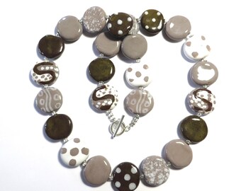 Kazuri Bead Necklace, Chunky Necklace, African Design Beads, Ceramic Necklace