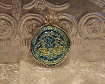 Czech Glass Button Pendant