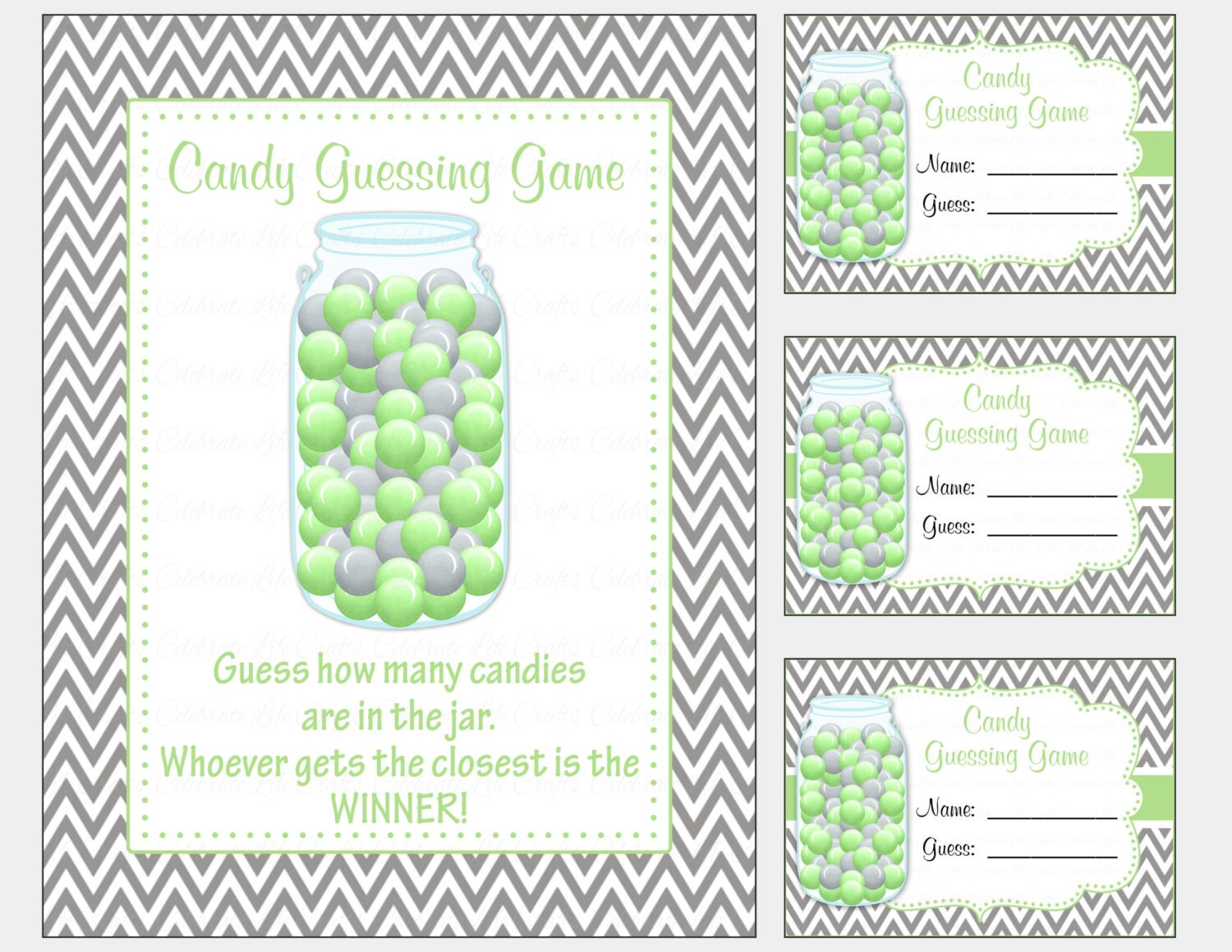 Baby Shower Printable Game Candy Bottle Guessing Jar Game