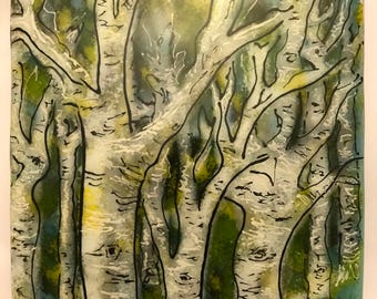 Aspen Trees Fused Glass Art