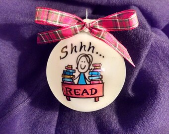 Librarian gift,Librarian, Hand painted Personalized ornament, Librarian Christmas gift,library gift, gift for librarian, gift,christmas gift
