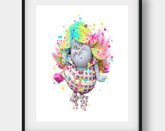 Trolls print set Trolls watercolor trolls poster Trolls