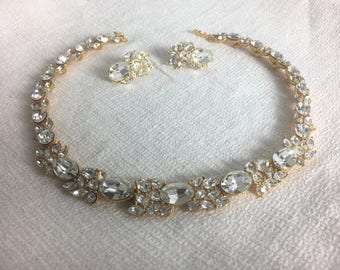 Vintage Monet Earrings and Necklace demi parure runway Statement Haute Couture jewelry