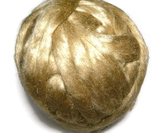 Royal Natural Golden Muga Silk Roving,1 oz Gold
