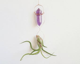 February Birthstone, Ultraviolet Wall Decor, Air Plant Holder, Airplant Terrarium, Hanging Planter Amethyst, Gift for Gardener, Boho Goddess