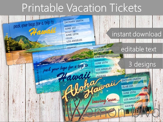 Surprise Hawaii Trip Ticket Vacation Tickets Instant