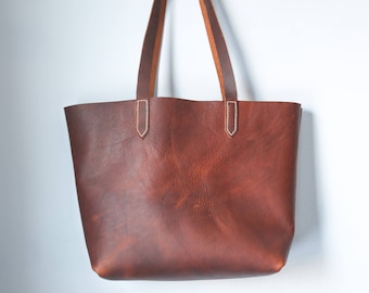 Leather Tote - Everyday Tote - Leather Tote Bag - Market Bag - Brown Tote Bag Leather - Leather Laptop Bag - Handmade Tote - Leather Handbag