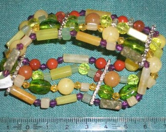 Sale-4-row bracelet semi-precious stone: ' Magic Forest '-4reihig