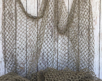 Old Used Fishing Net - 5 ft x 10 ft - Vintage Fish Netting - Fabric For Crafts & Tables - Nautical Wall Decor