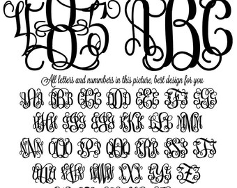 Sale! Interlocking Vine Monogram Font SVG Collection - Interlocking Vine DXF - Letter Clipart - Files for Silhouette Cameo or Cricut